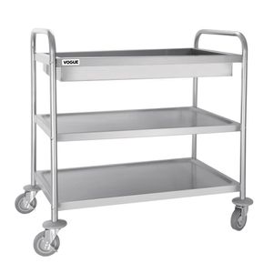 Vogue Stainless Steel 3 Tier Deep Tray Clearing Trolley - CC365  - 1