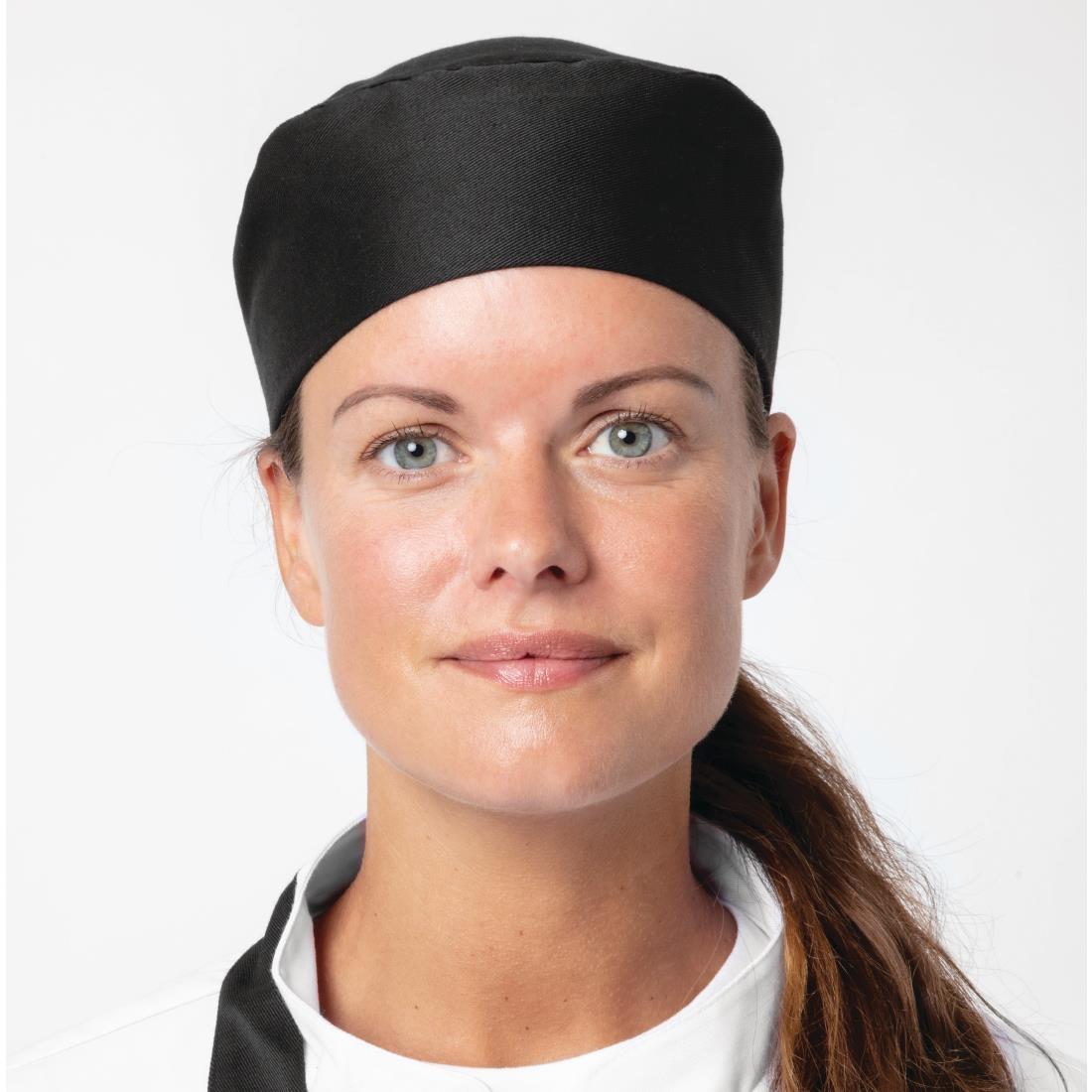 Nisbets Essentials Chef Skull Caps Black (Pack of 2) - BB476  - 2