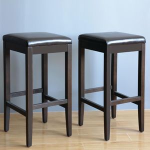 Bolero Faux Leather High Bar Stools Dark Brown (Pack of 2) - GG649  - 2