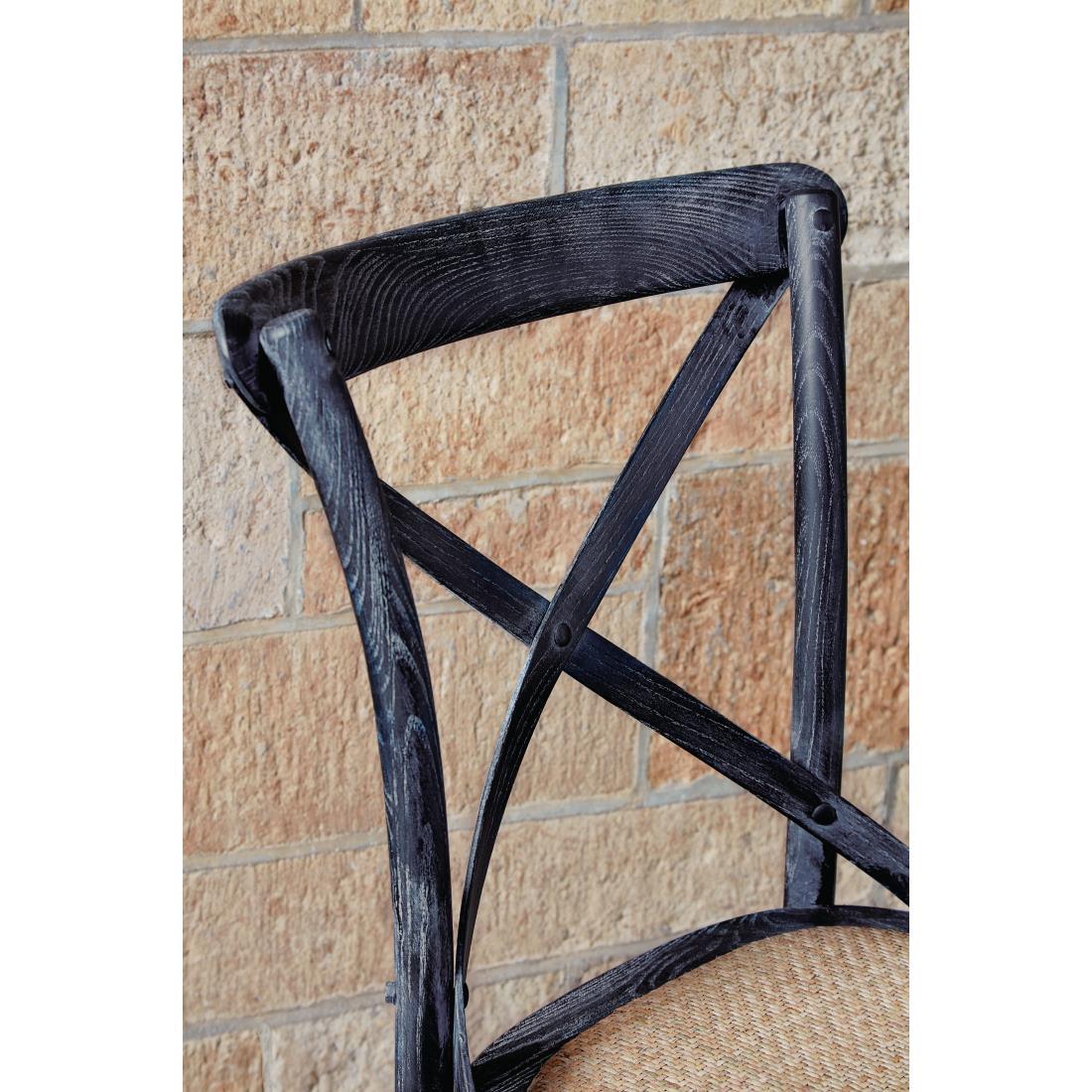 GG654 - Bolero Wooden Dining Chair with Cross Backrest Black Wash Finish (Box 2) - GG654  - 9