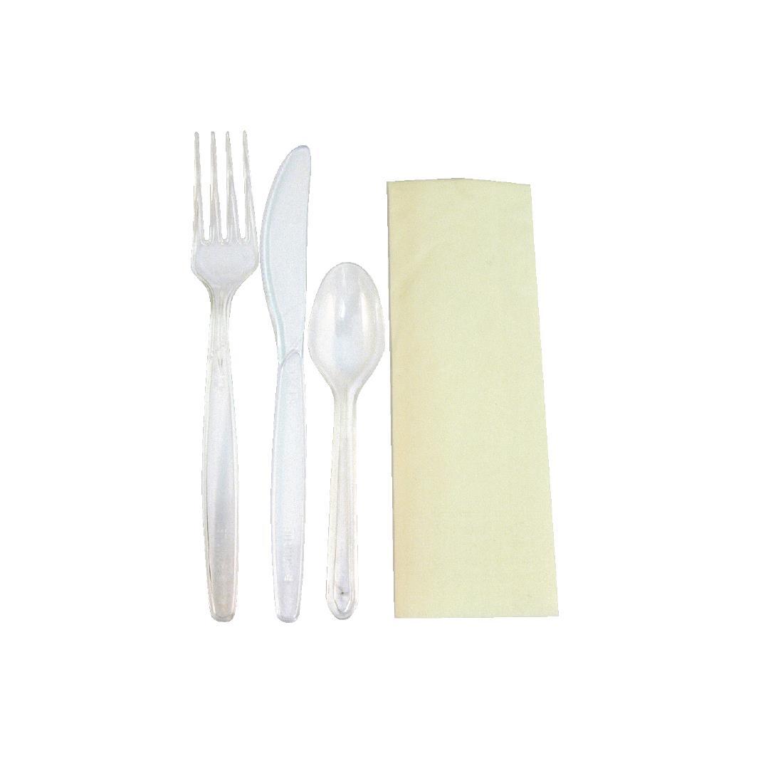 eGreen Deluxe Individually Wrapped Heavy-Duty Disposable Cutlery Sets (Pack of 250) - CB615  - 1