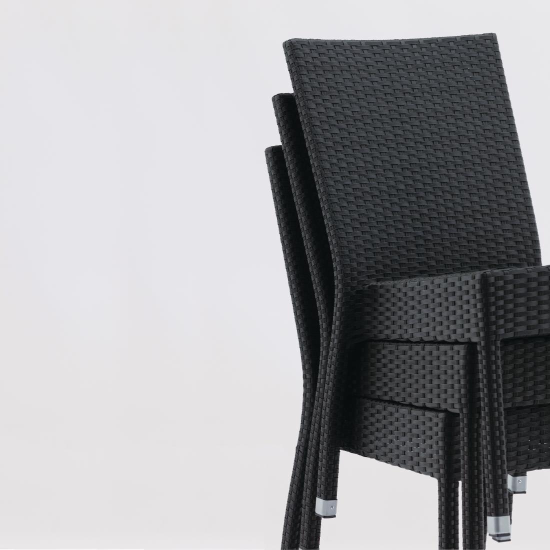 Bolero PE Wicker Side Chairs Charcoal (Pack of 4) - CF159  - 7