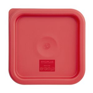 Hygiplas Square Food Storage Container Lid Red Small - CF040  - 1