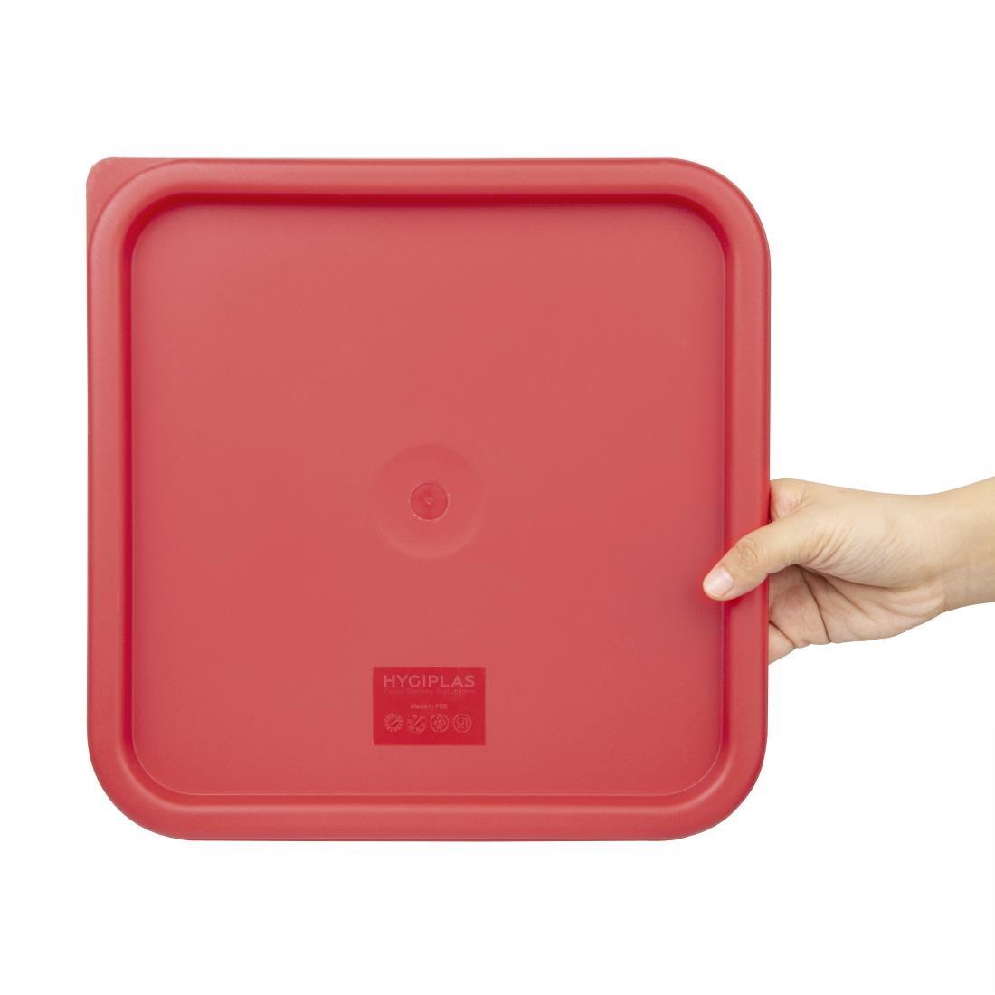 Hygiplas Square Food Storage Container Lid Red Large - CF042  - 5