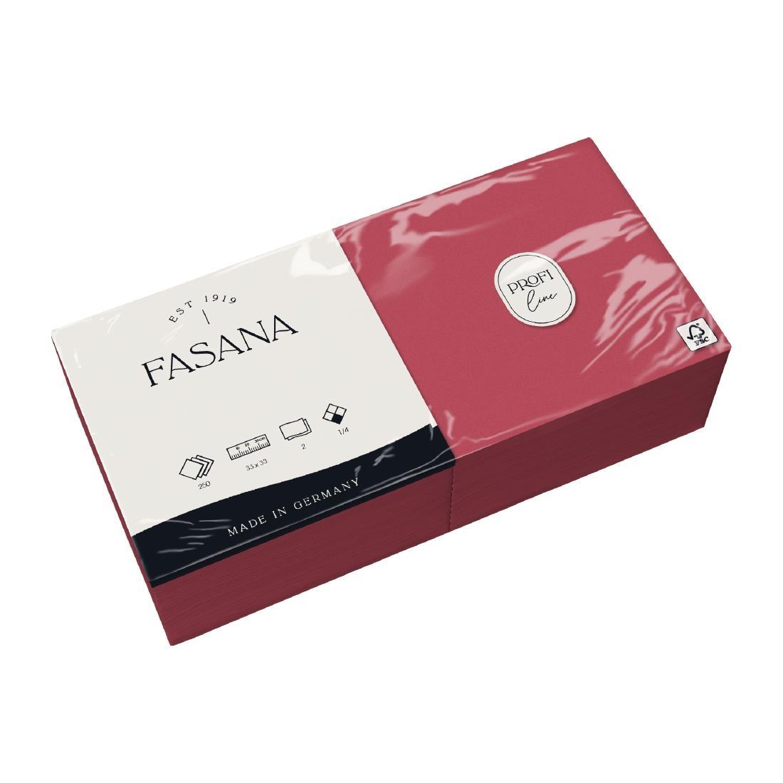 Fasana Lunch Napkin Bordeaux 33x33cm 2ply 1/4 Fold (Pack of 1500) - CK879  - 2
