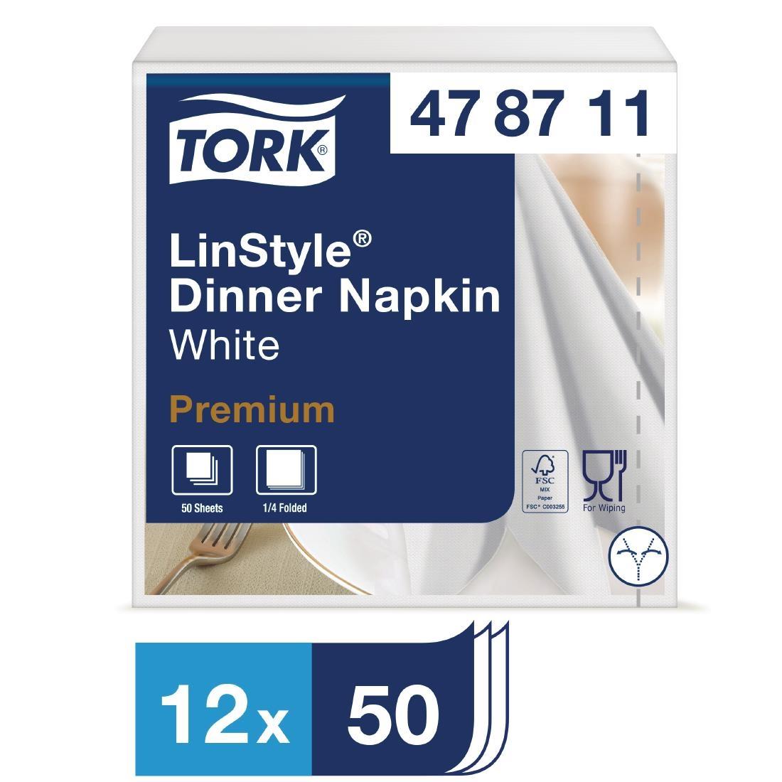 Tork Premium Linstyle Dinner Napkin White 40x40cm 1/4 Fold (Pack of 600) - DP180  - 2