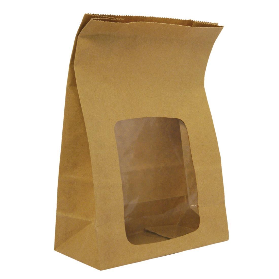Vegware Compostable Kraft Sandwich Bags With NatureFlex Window (Pack of 250) - DW636  - 1