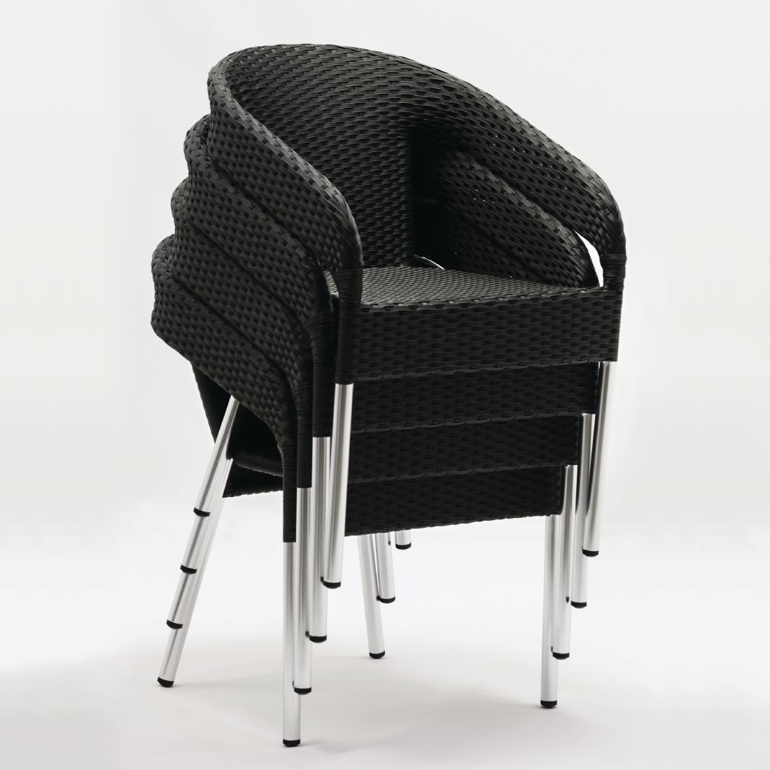 Bolero Wicker Wraparound Bistro Chairs Charcoal (Pack of 4) - CG223  - 2