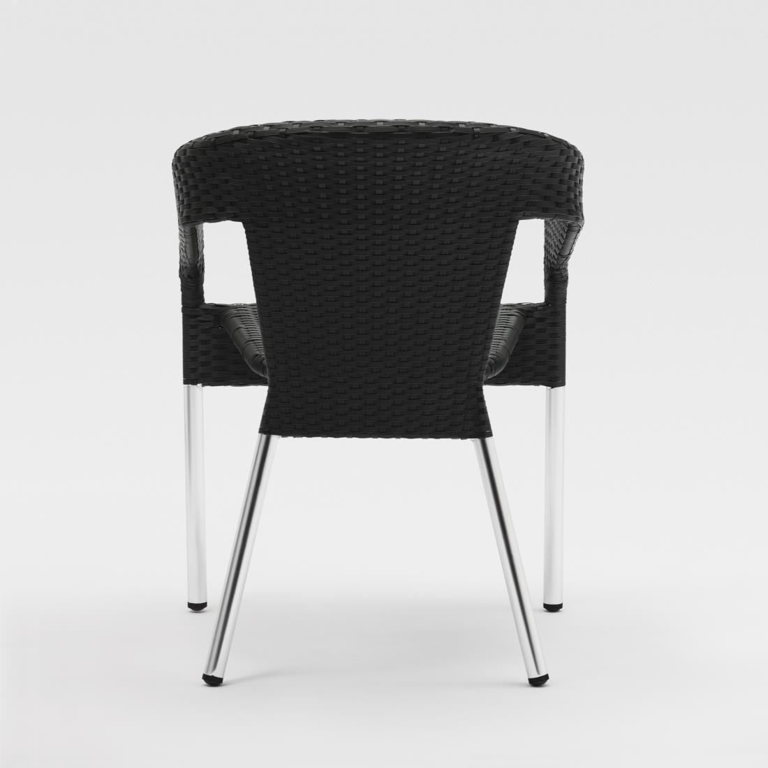 Bolero Wicker Wraparound Bistro Chairs Charcoal (Pack of 4) - CG223  - 6