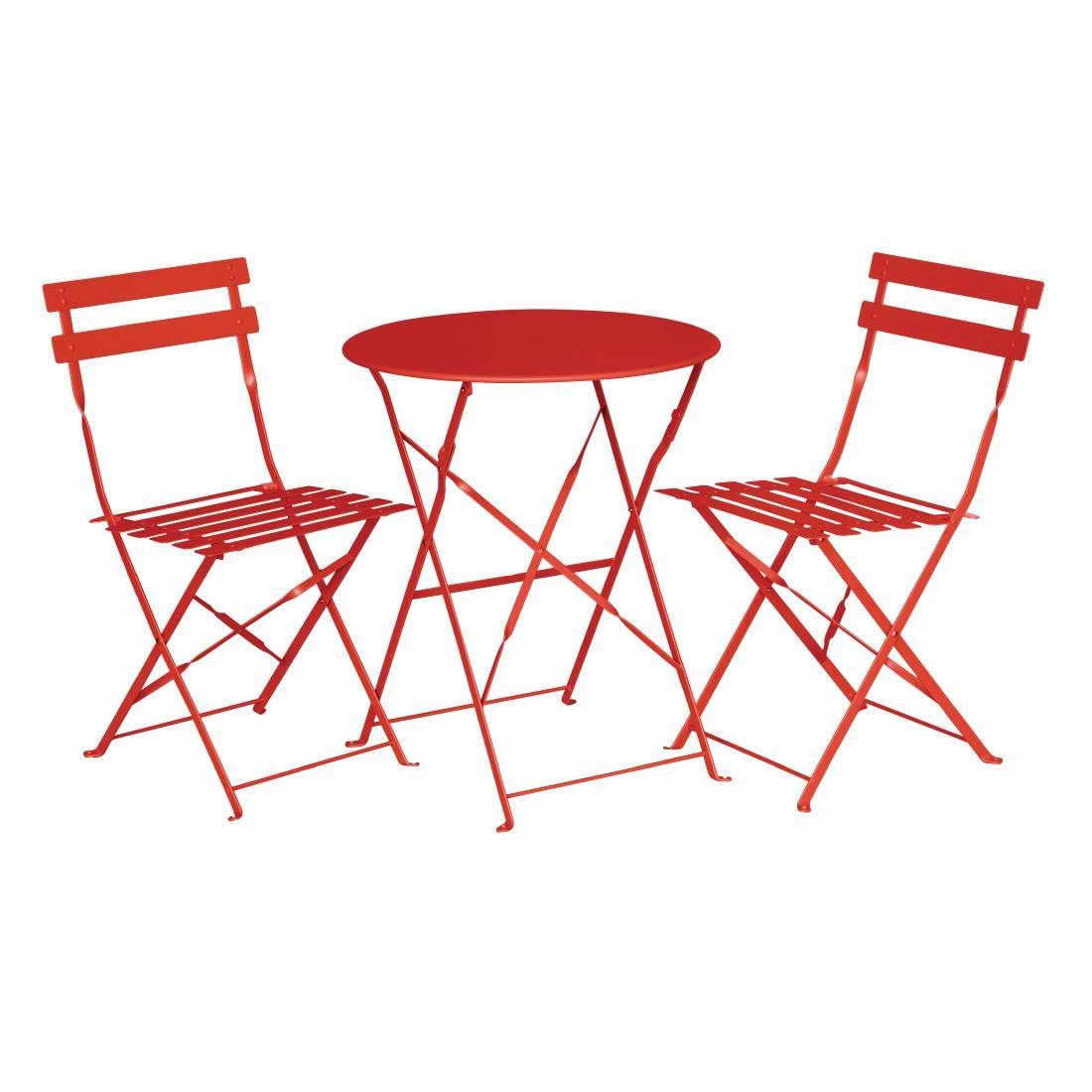 Bolero Red Pavement Style Steel Chairs (Pack of 2) - GH555  - 2