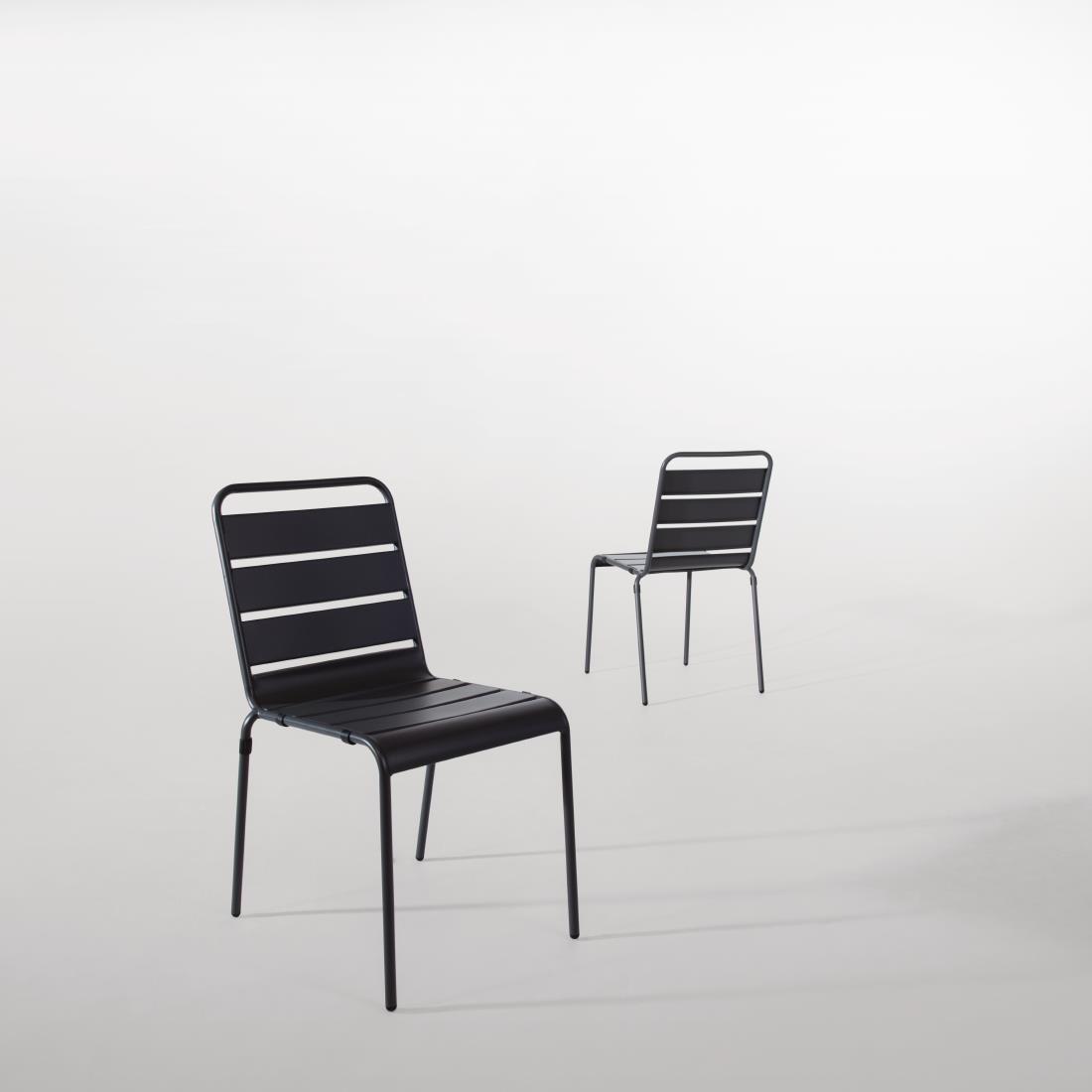 Bolero Slatted Steel Side Chairs Grey (Pack of 4) - CS727  - 7
