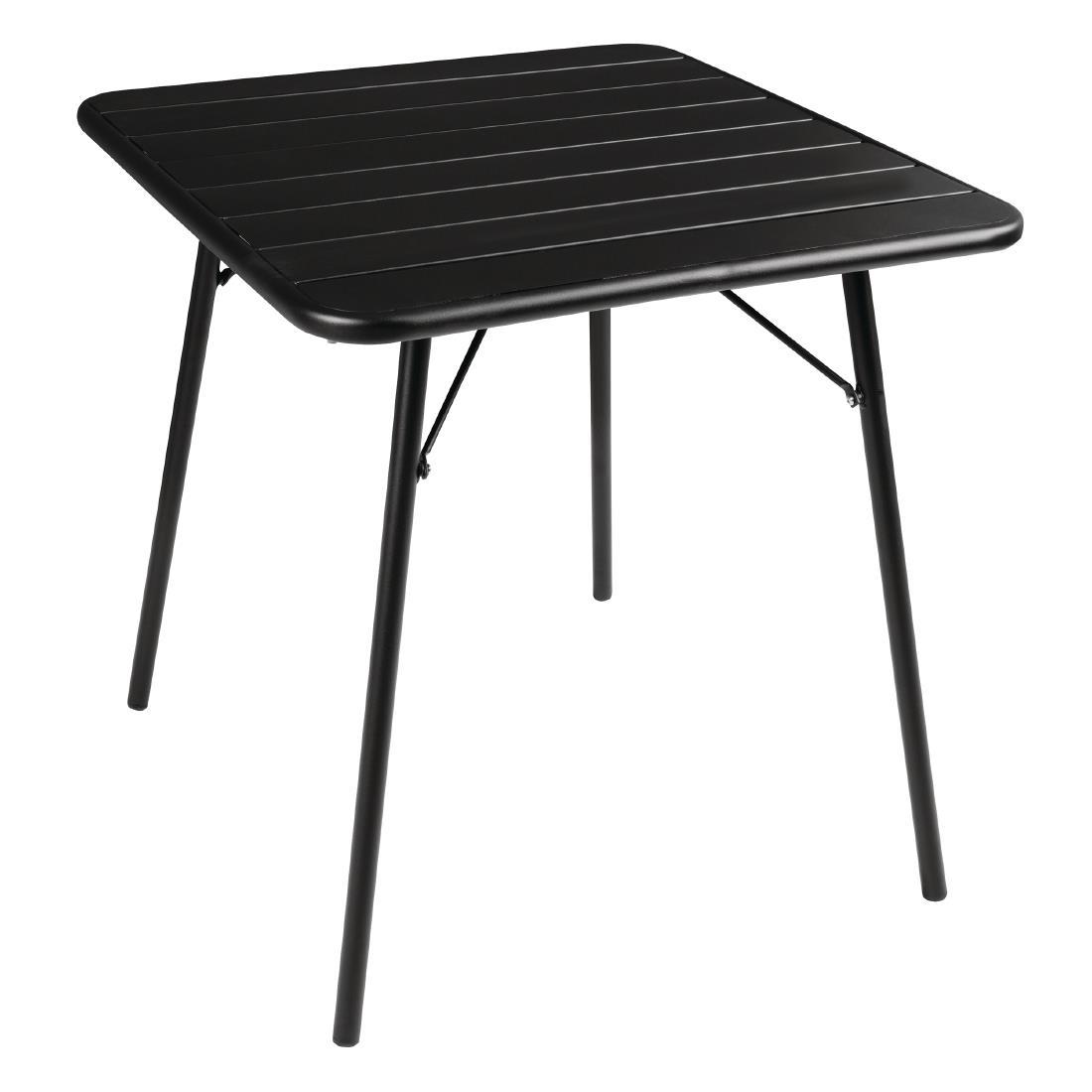 Bolero Square Slatted Steel Table Black 700mm - CS731  - 1
