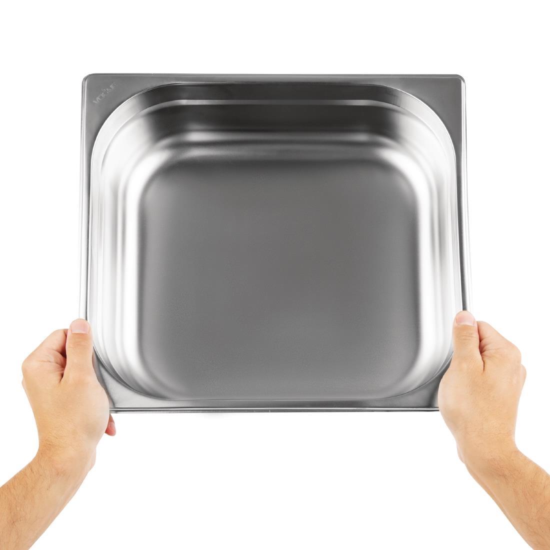 Vogue Stainless Steel 2/3 Gastronorm Pan 100mm - K812  - 4