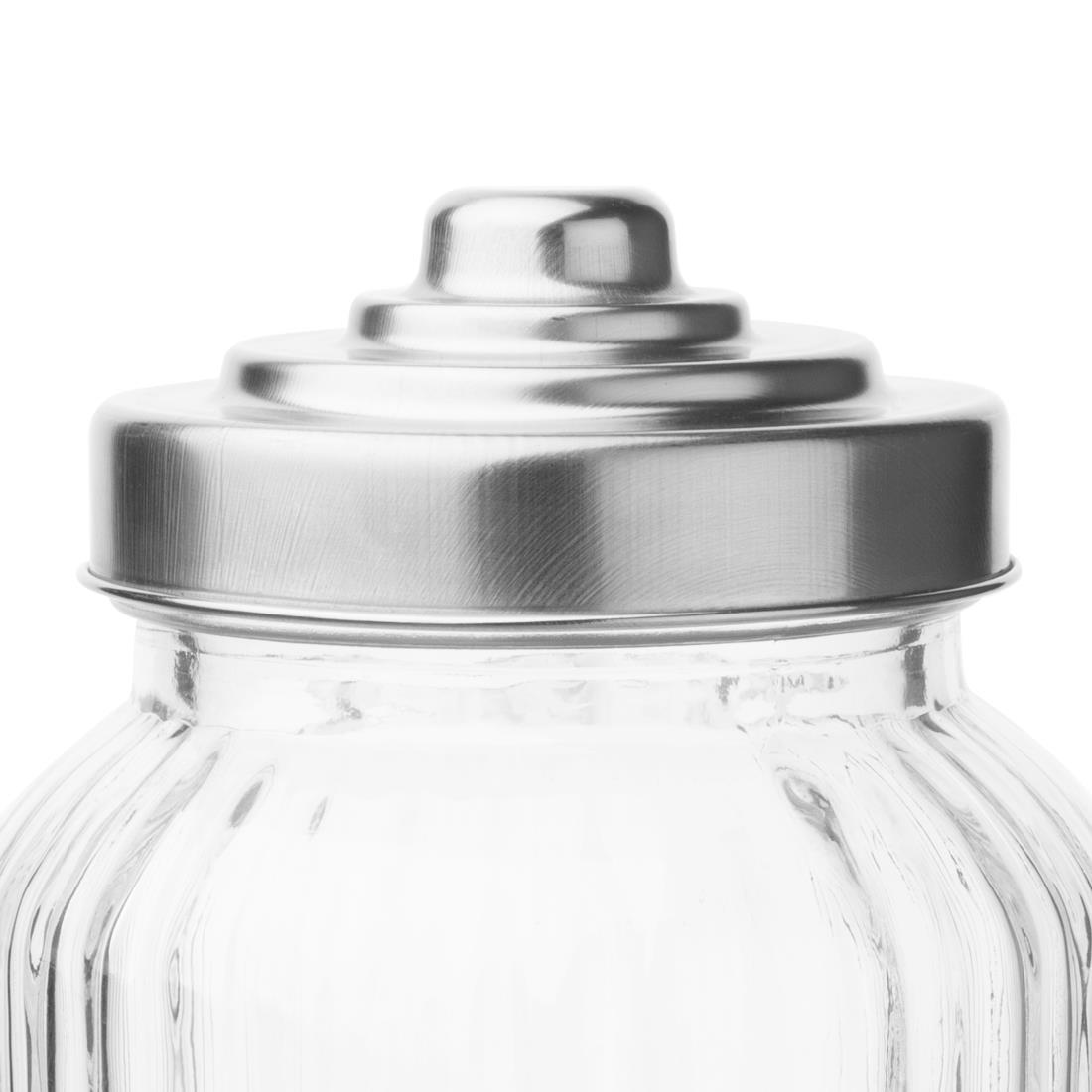 CM637 Olympia Ribbed Glass Storage Jar 900ml (Pack of 6) CM637