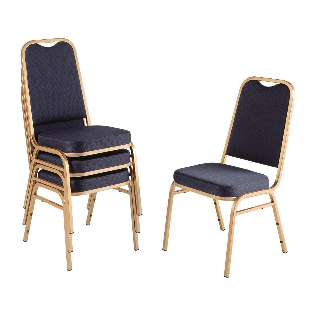 Bolero Square Back Banquet Chairs Blue & Gold (Pack of 4) - DL015  - 4