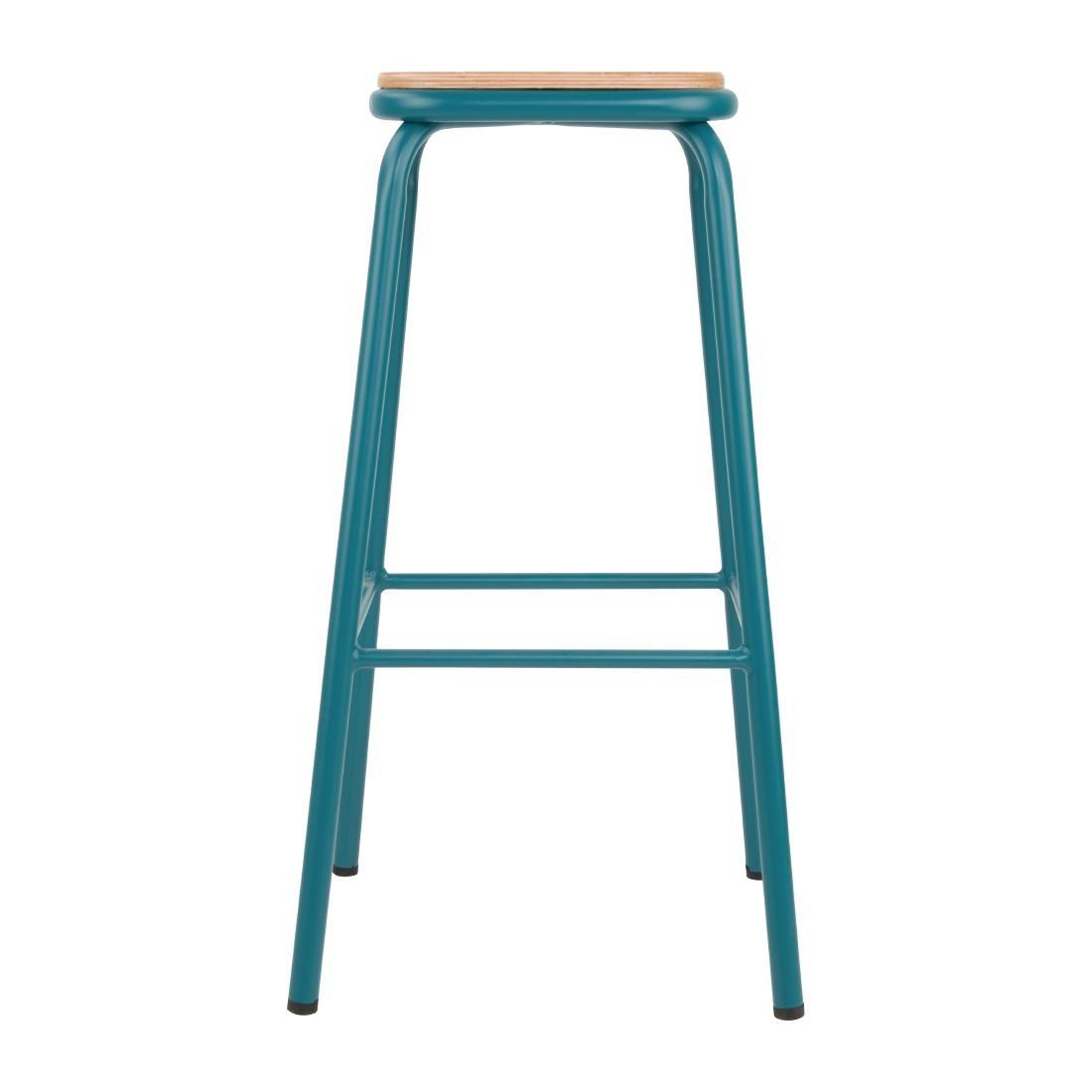 Bolero Cantina High Stools with Wooden Seat Pad Teal (Pack of 4) - FB938  - 2