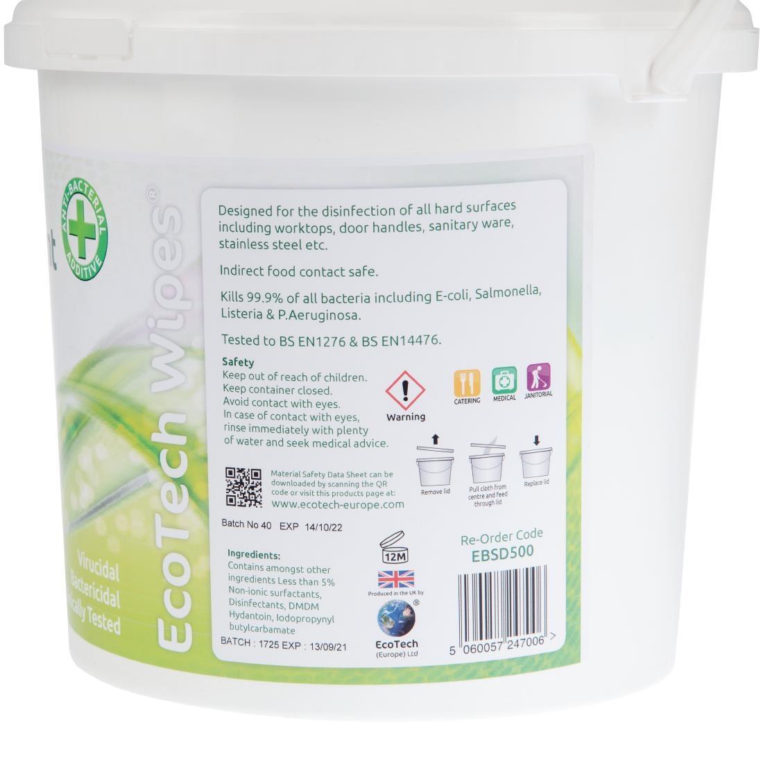 EcoTech Disinfectant Surface Wipes Bucket (500 Pack) - DE325  - 4