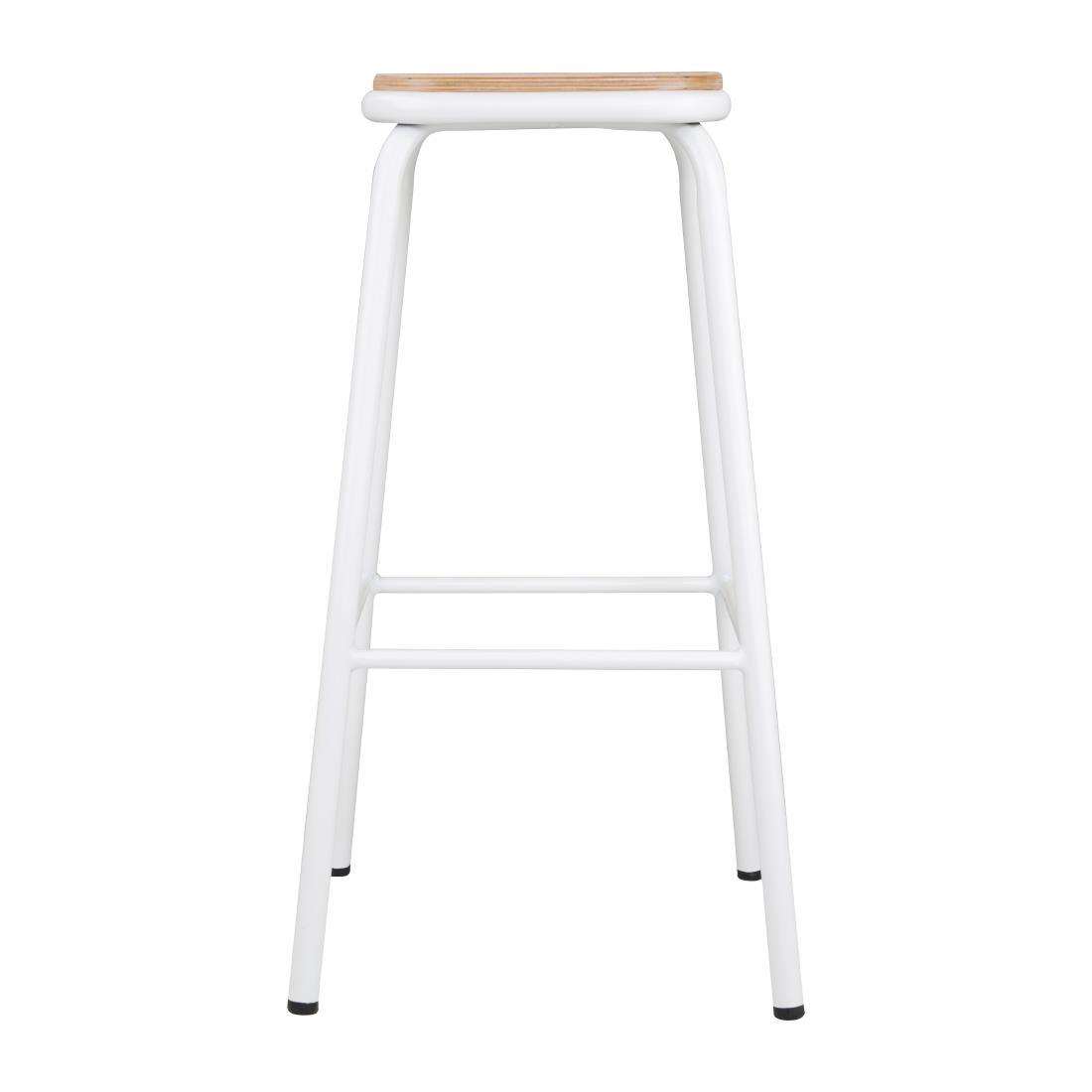 Bolero Cantina High Stools with Wooden Seat Pad White (Pack of 4) - FB939  - 2