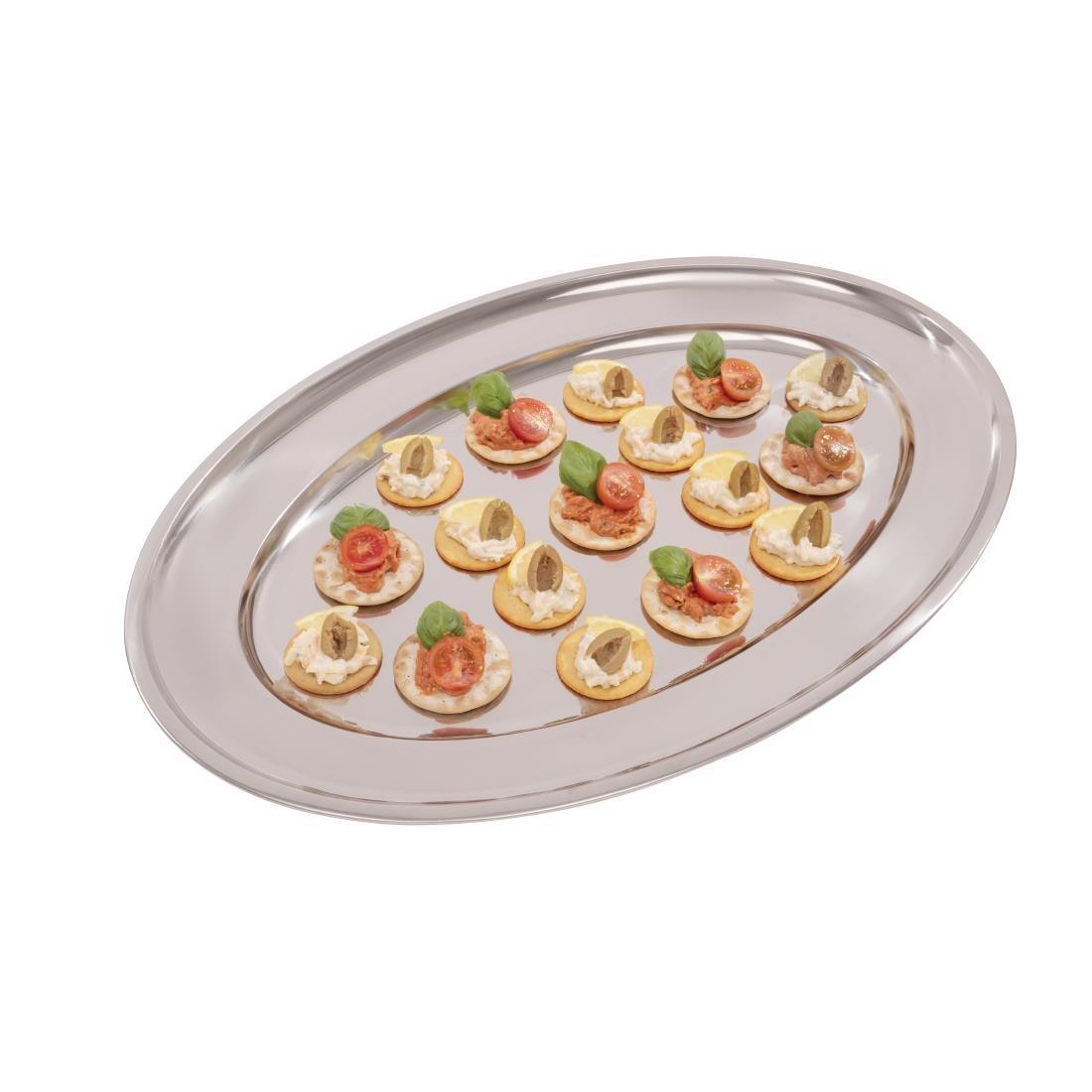 Olympia Stainless Steel Oval Serving Tray 605mm - K369  - 4