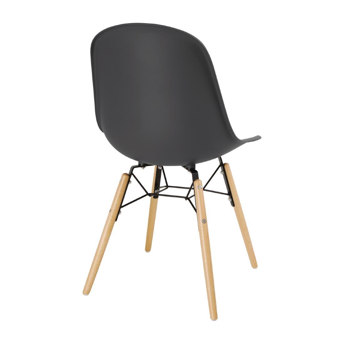 Bolero Arlo PP Moulded Side Chair Charcoal with Spindle Legs (Pack of 2) - DM841  - 3