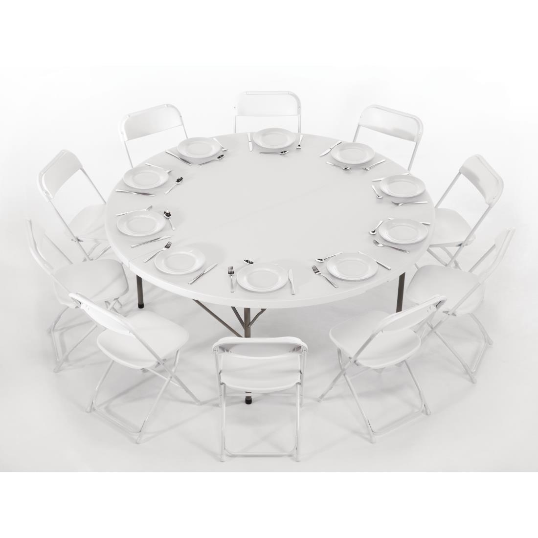 Bolero Round PE Centre Folding Table White 6ft (Single) - HC270  - 5