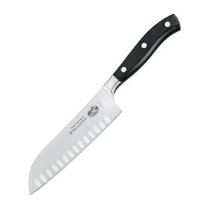 Victorinox Fully Forged Santoku Knife Fluted Blade Black 17cm - DR508  - 1