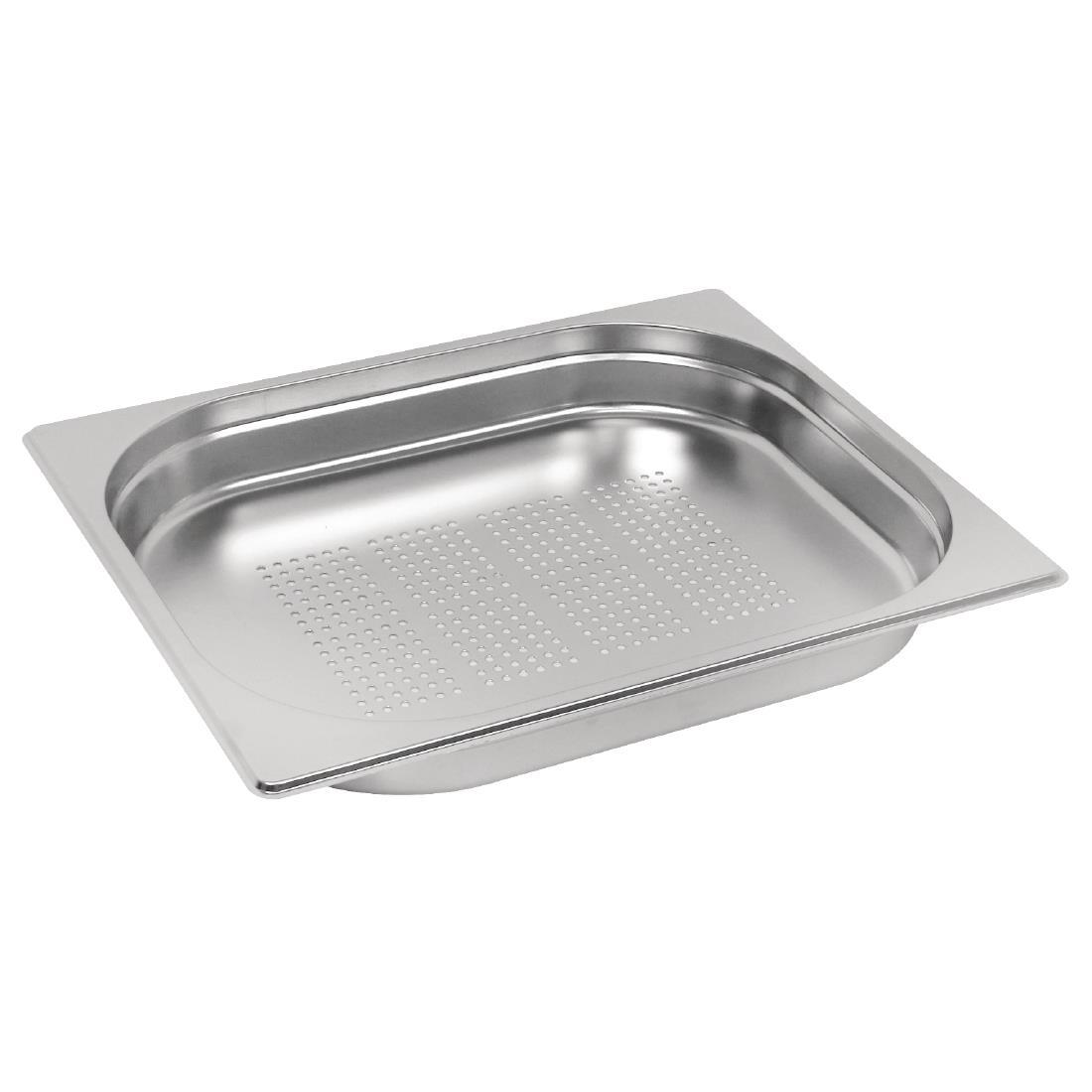 Vogue Stainless Steel Perforated 1/2 Gastronorm Pan 40mm - E698  - 1