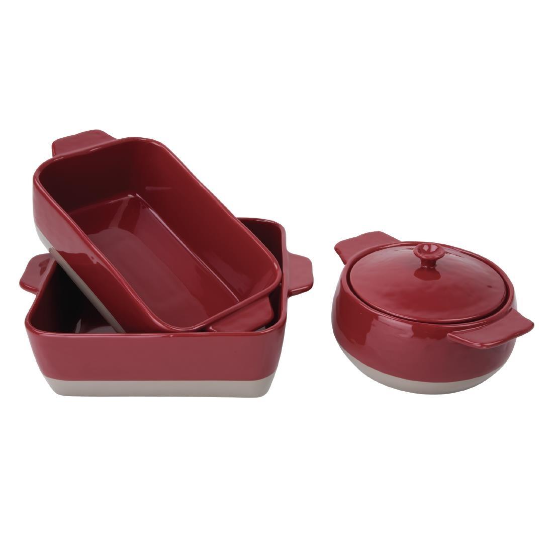 Olympia Red And Taupe Ceramic Roasting Dish - DB522  - 3