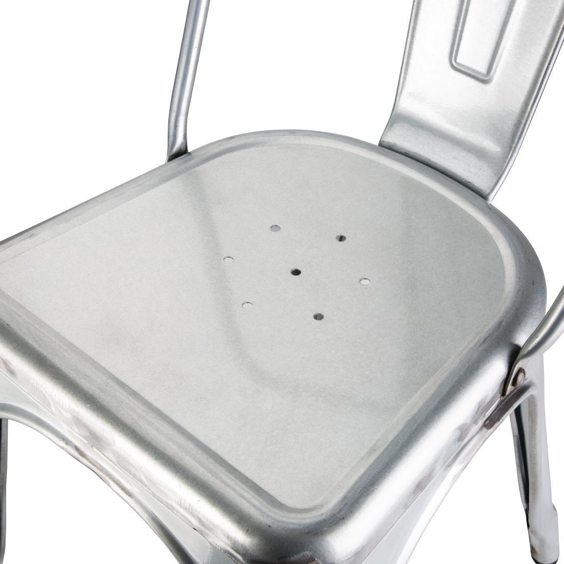 Bolero Bistro Galvanised Steel Side Chairs (Pack of 4) - GL338  - 6