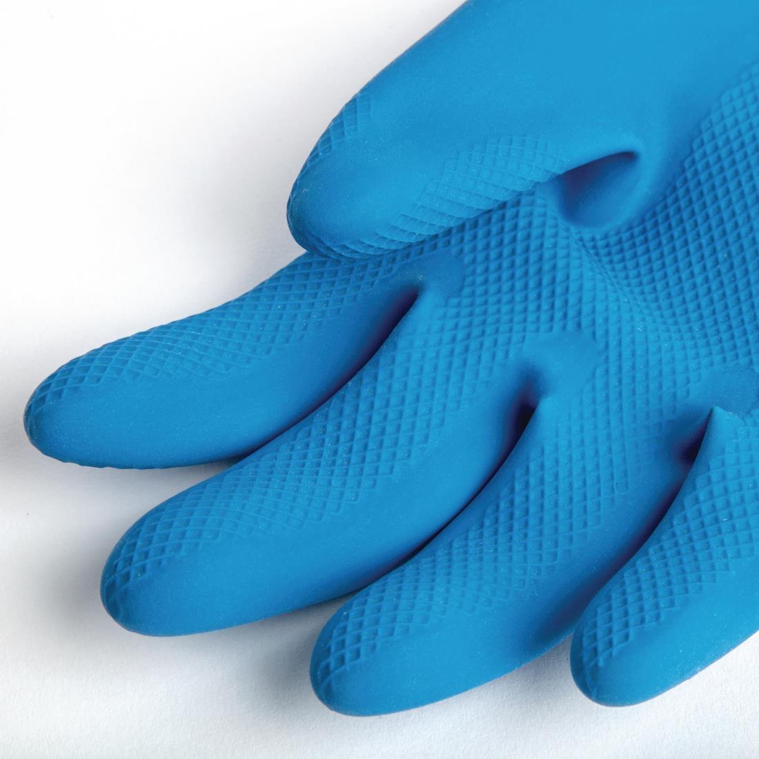 MAPA Alto 405 Liquid-Proof Heavy-Duty Janitorial Gloves Blue and Yellow Medium - FA296-M  - 3