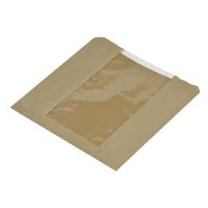Vegware Compostable Kraft Sandwich Bags with NatureFlex Window Small (Pack of 1000) - CL741  - 1