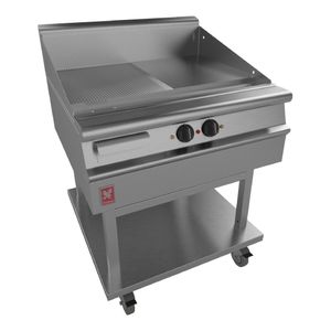 Dominator Plus 800mm Wide Half Ribbed Griddle on Mobile Stand E3481R - GP109  - 1