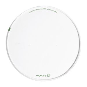 Vegware 185-Series Compostable Bon Appetit Wide PLA-lined Paper Food Bowl Lid (Pack of 300) - FS179  - 1