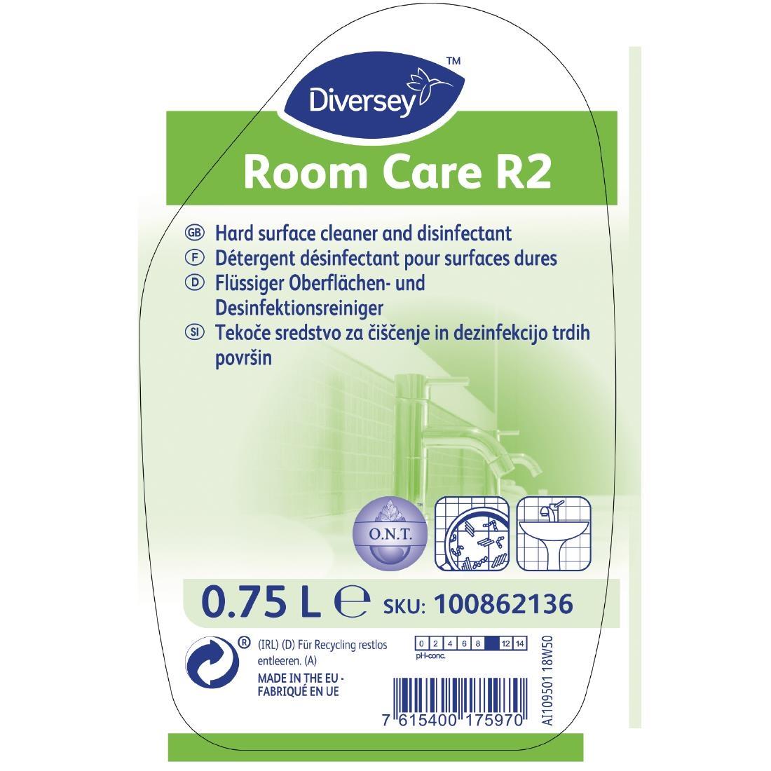 Room Care R2 Hard Surface Cleaner and Disinfectant Ready To Use 750ml (6 Pack) - FA274  - 2