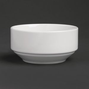 Royal Porcelain Classic White Stackable Soup Bowl 110mm (Pack of 12) - GT939  - 1