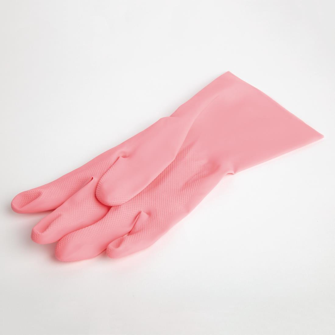MAPA Vital 115 Liquid-Proof Light-Duty Janitorial Gloves Pink Large - FA290-L  - 4