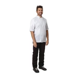 Whites Nevada Unisex Chefs Jacket Short Sleeve Black and White XL - A928-XL  - 1