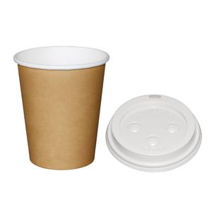 Special Offer Fiesta Brown 225ml Hot Cups and White Lids (Pack of 1000) - SA434  - 1