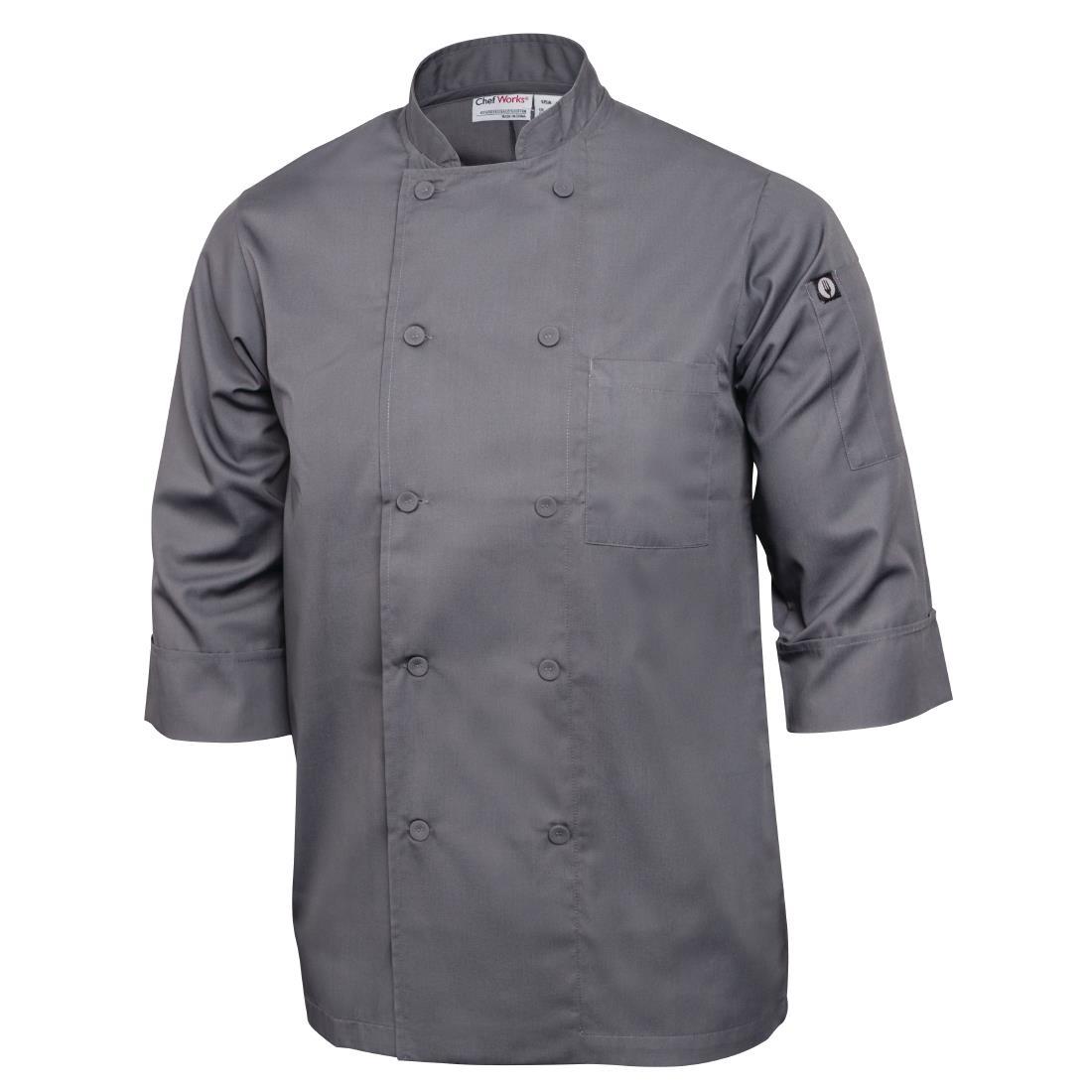 Chef Works Unisex Chefs Jacket Grey XL - A934-XL  - 2