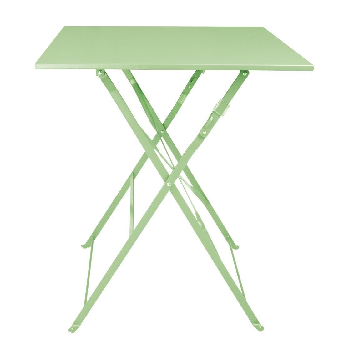 Bolero Square Pavement Style Steel Folding Table Light Green 600mm