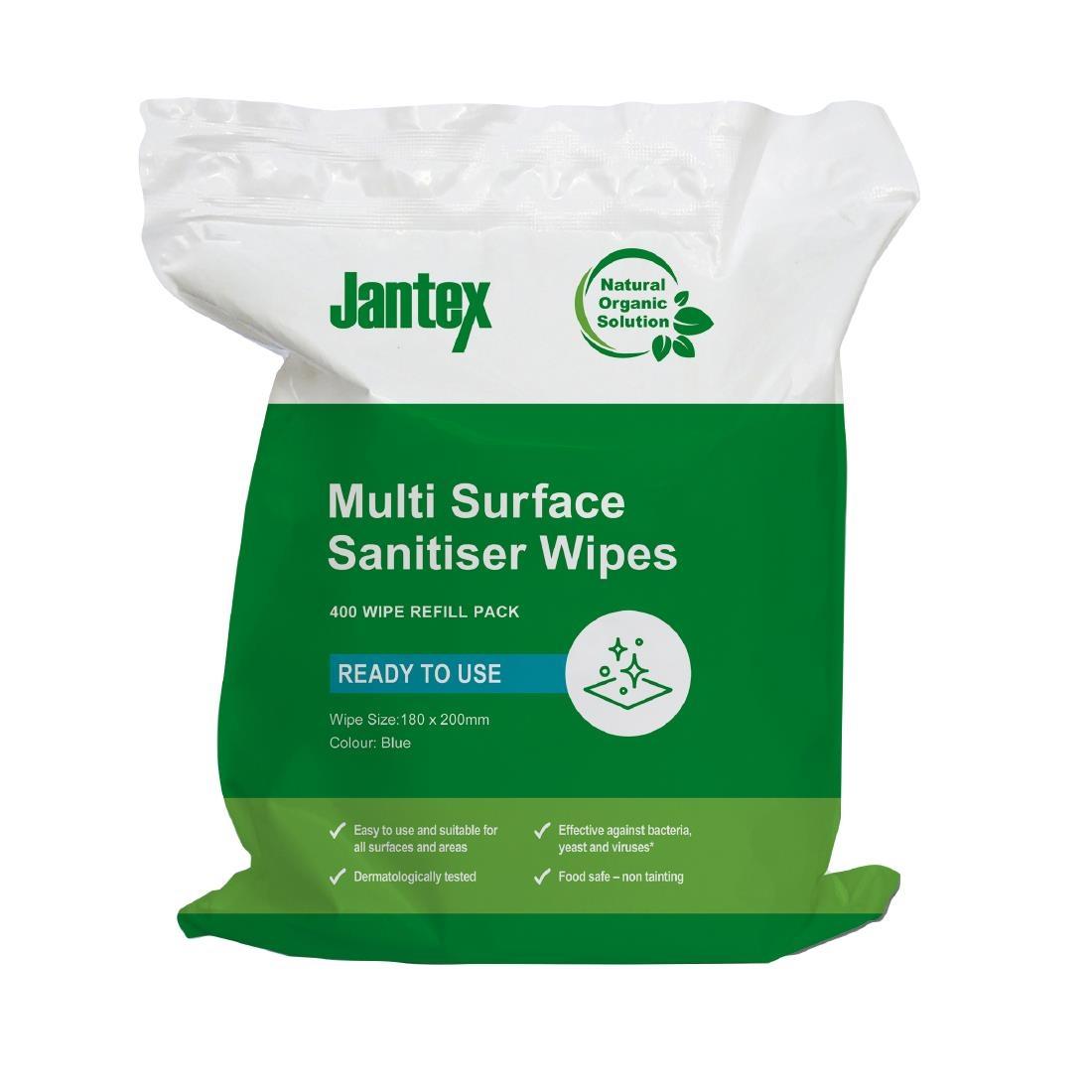 Jantex Green RTU Surface Sanitiser Wipes Refill Pack 200mm (Pack of 400)