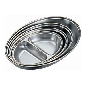 GenWare Stainless Steel Two Division Oval Vegetable Dish 25cm/10" - 1362 - 1
