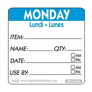 50mm Monday Removable Day Label(500) - RIDU2201R - 1