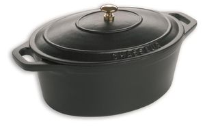 Chasseur Oval Casserole With Lid Black - 350mm - 71114 - 10323-04