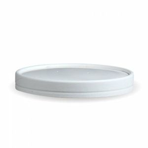 BioPak 118mm White PLA Lined Paper Lids To Fit 26/32oz BioCups (Case of 500) - BB-BLL-118-PAPER-W-UK - 1