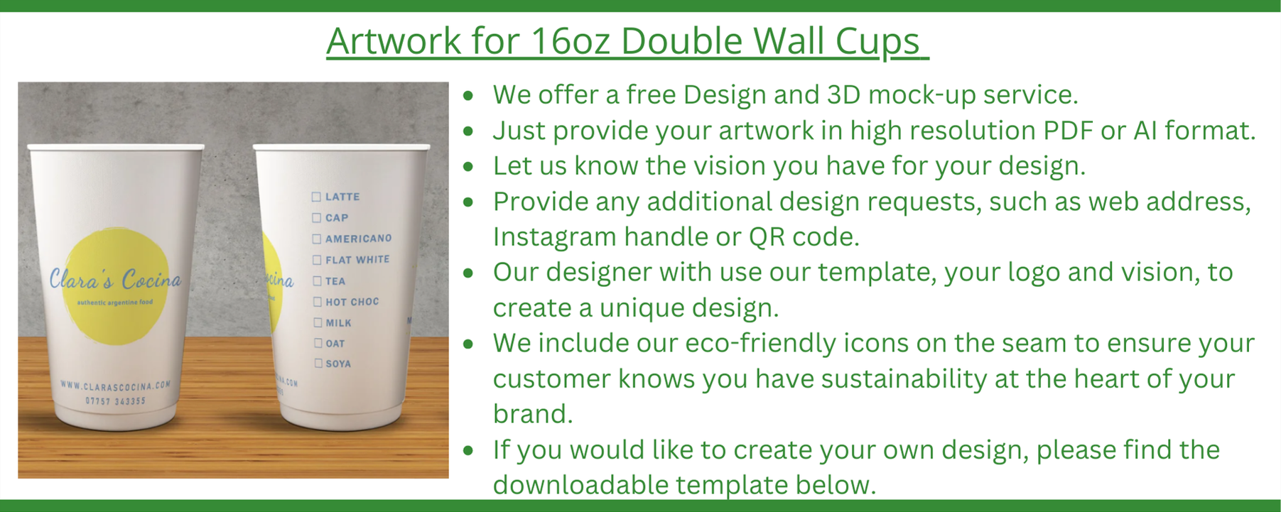 Artwork Design and Template for 16oz Double Wall Cups