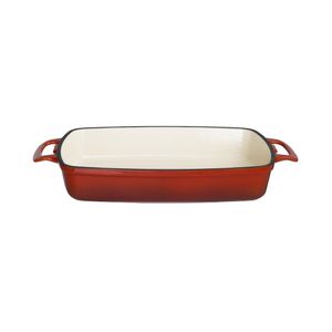 Vogue Red Rectangular Cast Iron Dish 2.8Ltr - GH320 - 1
