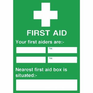 First Aiders Nearest First Aid Box Sign - Y922 - 1