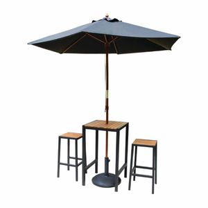 Bolero Black Steel & Acacia Wood Bar Stools (Pack of 2) - DS156 - 3