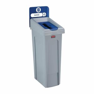Rubbermaid Slim Jim Paper Recycling Station Blue 87Ltr - DY087 - 1